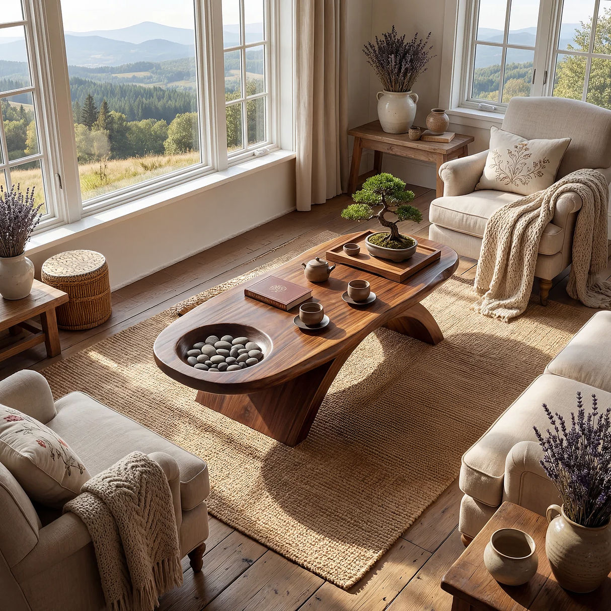 Modern Handcrafted Solid Wood Coffee Table For Living Room Interior