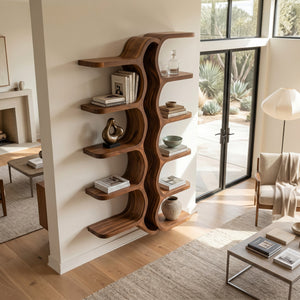 Organic Sculpture Wooden Wall Mounted Shelf For Living Room