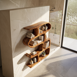 Modern Curved Bookshelf Entryway Storage Display