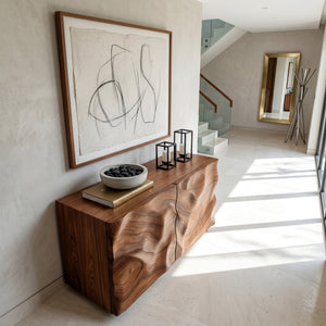 Organic Wood Sculptural Console Table For Home Decor