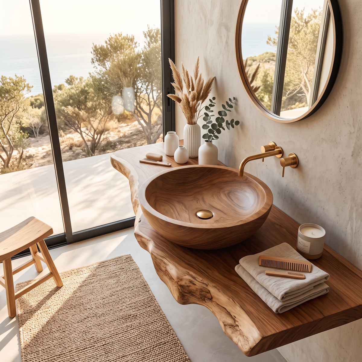 Rustic Wood Wash Basin For Cozy Bathroom Vanity Decor