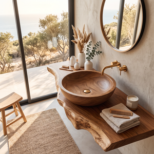Rustic Wood Wash Basin For Cozy Bathroom Vanity Decor