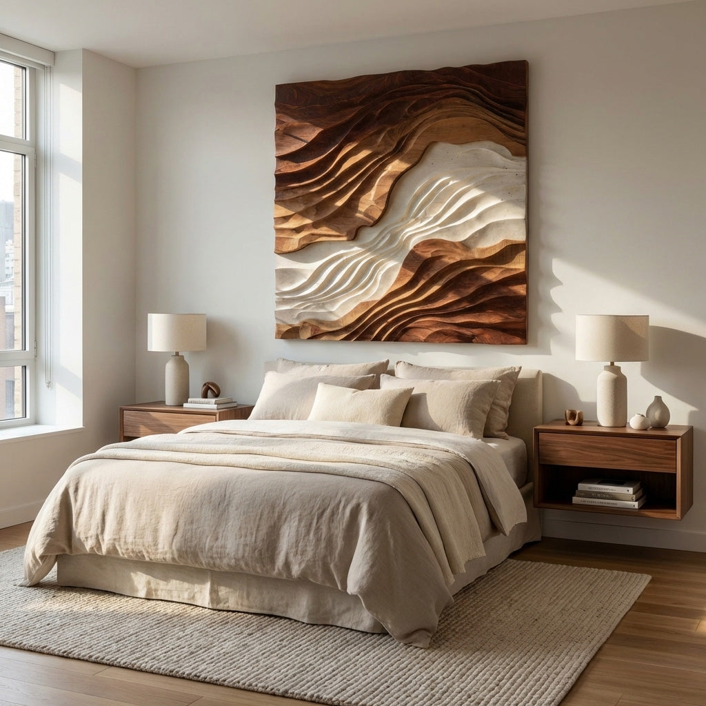 Contemporary Sculptural Wave Wall Art For Living Room
