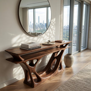 Contemporary Console Table With Sculptural Form For Entryway