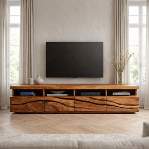 Handcrafted Media Cabinet Console For Living Room