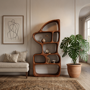 Organic Bookcase With Contemporary Sculptural Form For Living Room