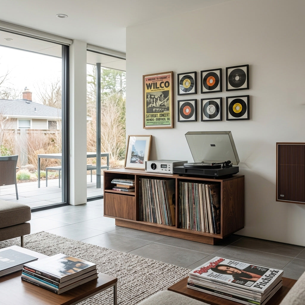 Contemporary Turntable Record Cabinet For Living Room