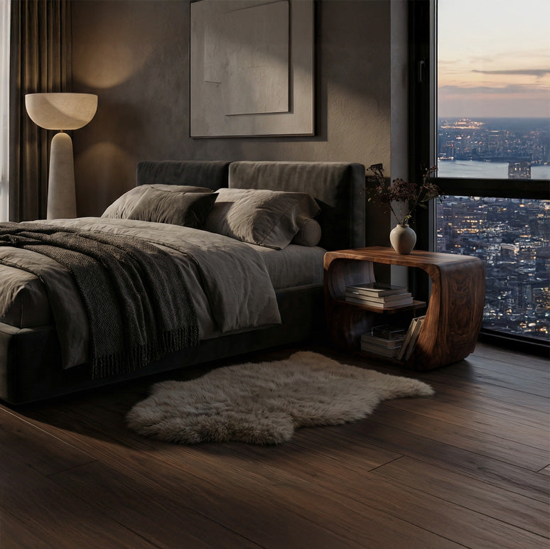 Quiet Luxury Solid Wood Side Table With Curved Design And Open Storage For Living Room