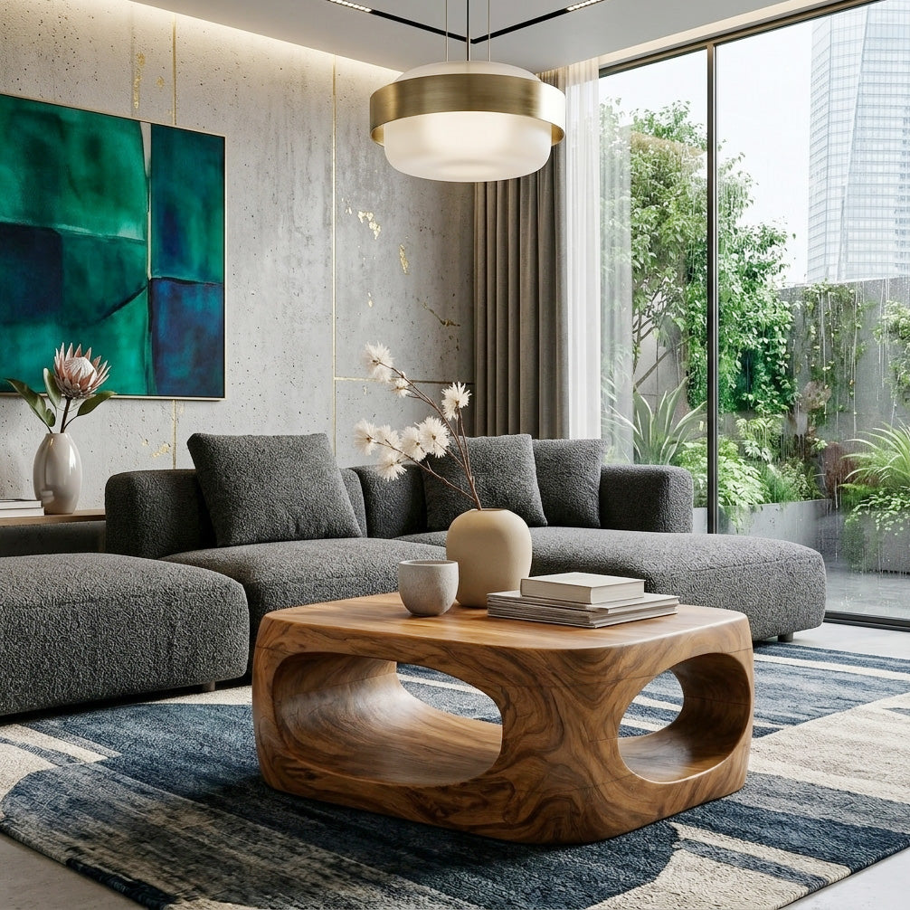 Artistic Carved Coffee Table For Living Room