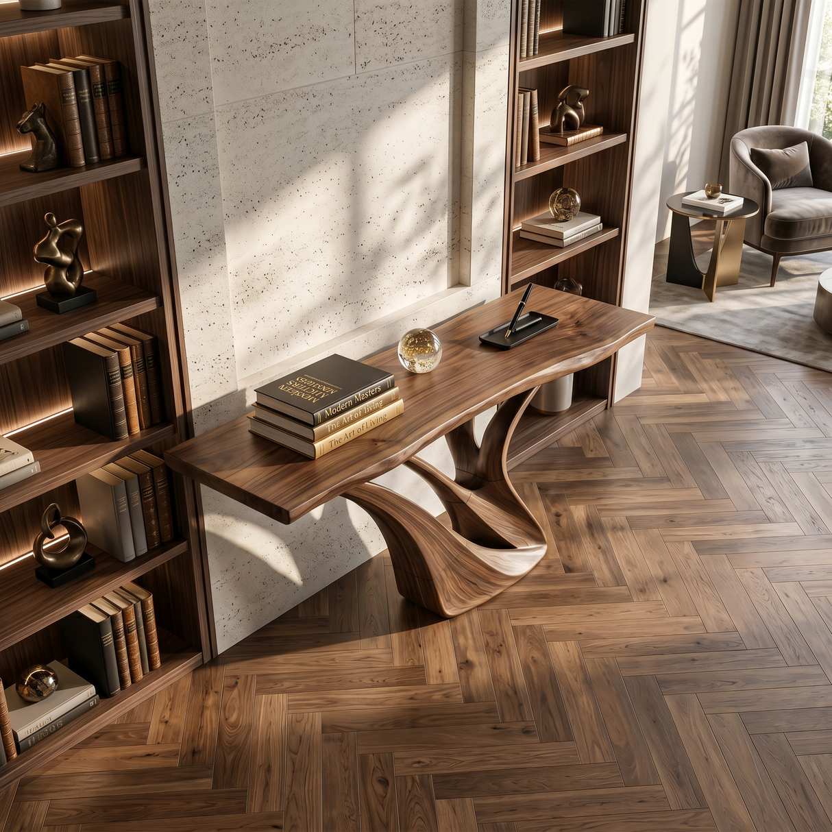Organic Wing Base Console Table Modern Entryway