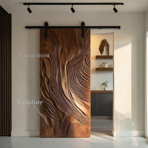 Sculptural Sliding Door With Wave Design For Interior