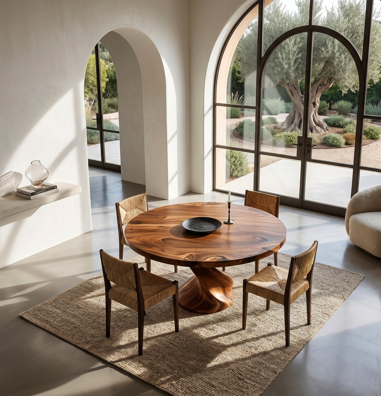 Luxury Twisted Pedestal Dining Table For Dining Room