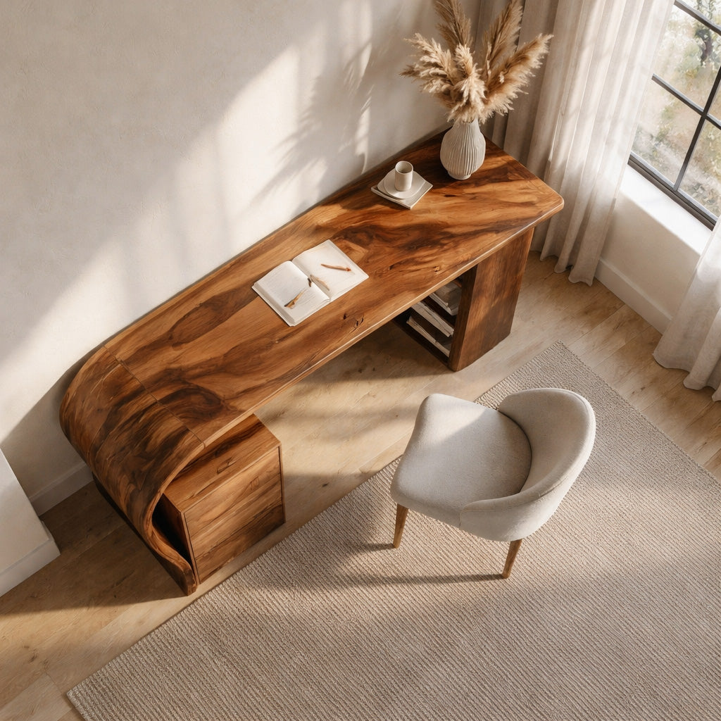 Contemporary Writing Desk With Open Shelf For Home Office