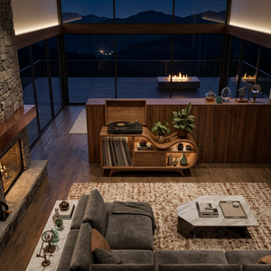 Organic Record Cabinet Undulating Design For Living Room