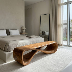 Organic Natural Wood Bench For Minimalist Entryway Styling
