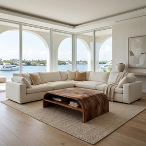 Modern Coffee Table With Flowing Rounded Edge For Living Room
