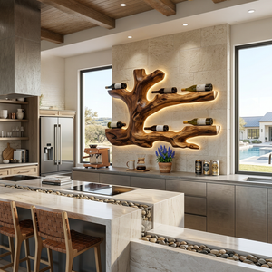 Rustic Live Edge Wine Rack Wall Hanging For Home Interiors