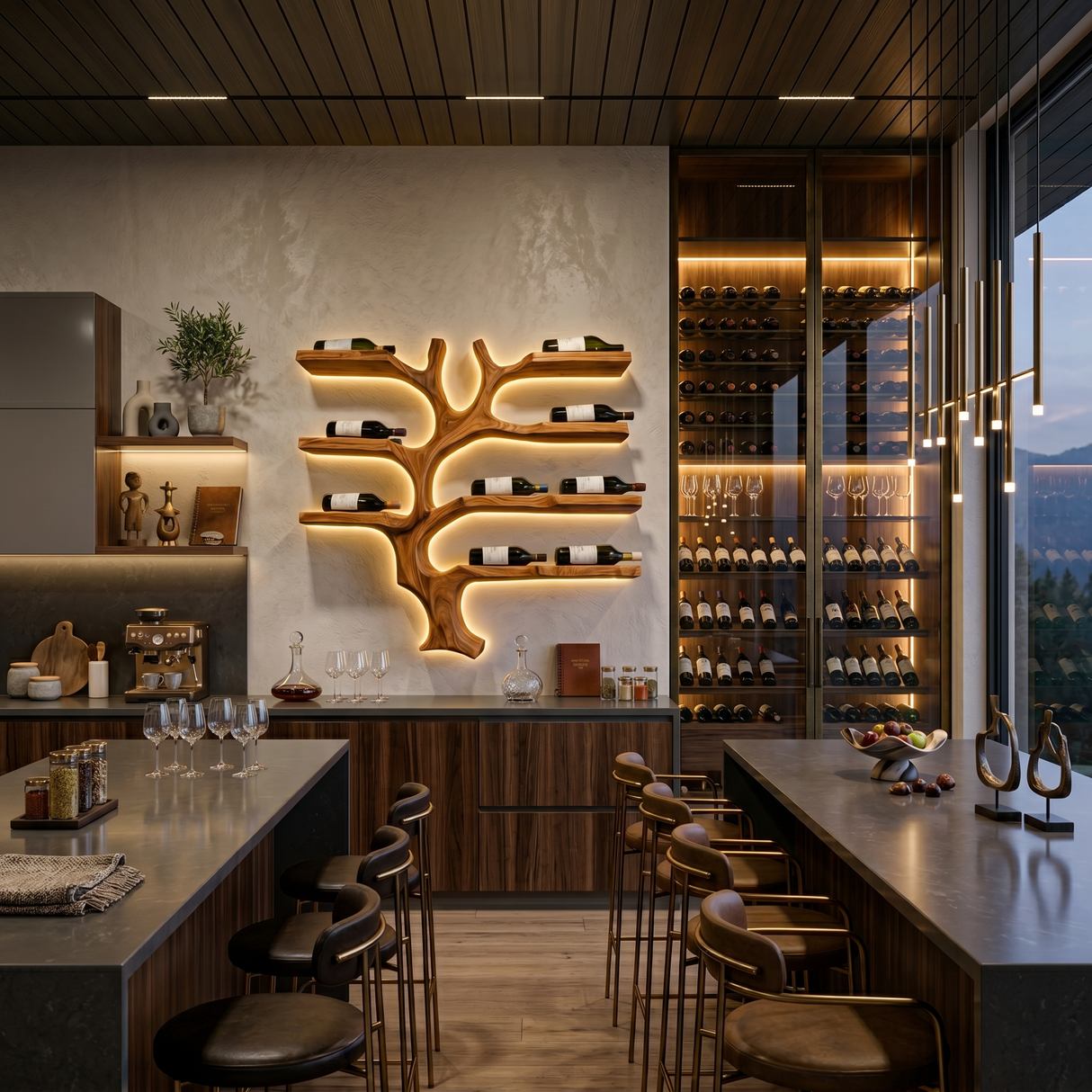 Modern Wall Mounted Branch Wine Holder For Kitchen