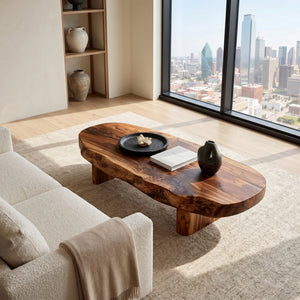 Rustic Coffee Table With Live Edge For Living Room