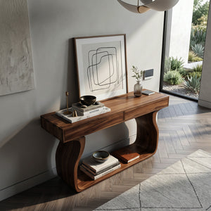 Minimalist Console Table With Curved Base Frame For Entryway