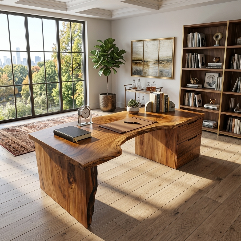 Organic Live Edge Desk For Office Or Studio Interior