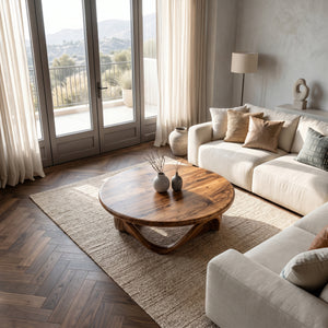 Modern Coffee Table With Unique Flowing Base For Living Room