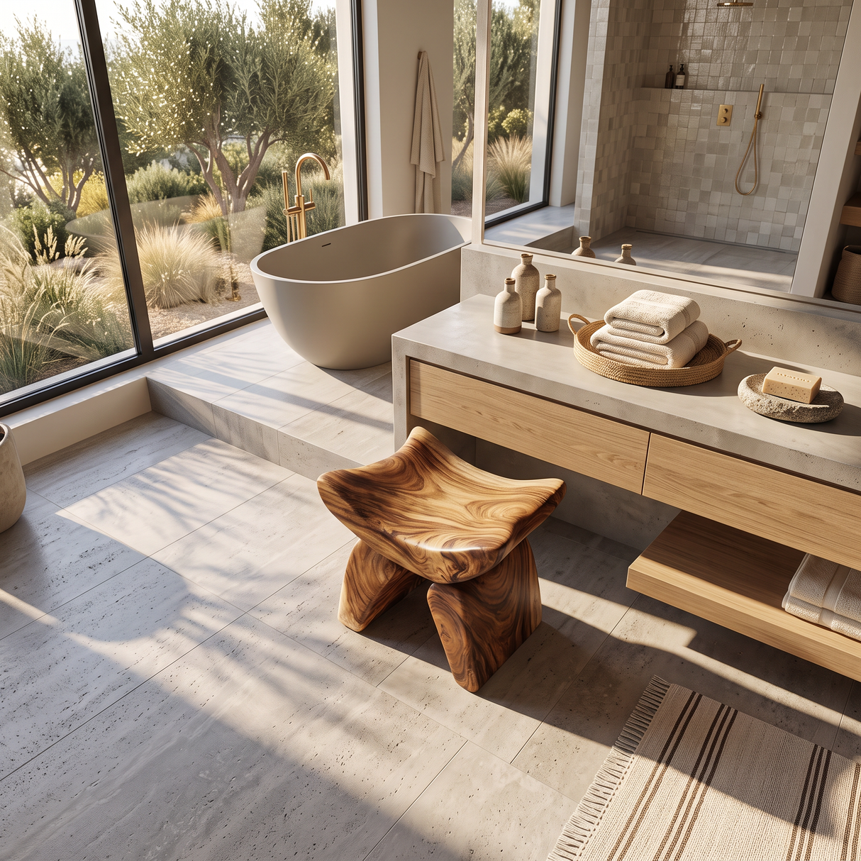 Handcrafted Shower Bench For Spa-Style Bathroom Decor