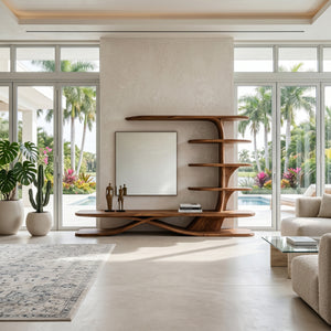 Contemporary TV Stand With Side Shelving For Living Room