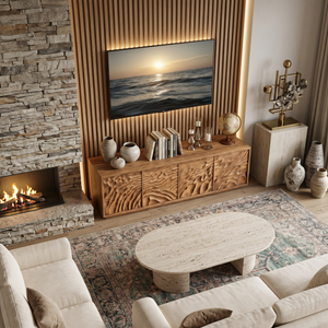 Abstract Carved Wave TV Stand For Designer Interior
