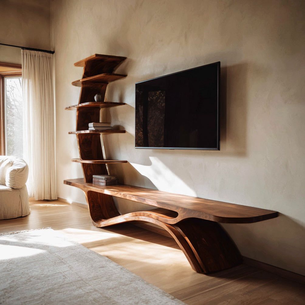 Contemporary TV Stand With Sculptural Storage For Living Room