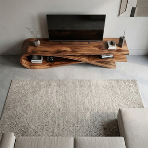 Handcrafted Sculptural Wooden TV Stand For Home Decor