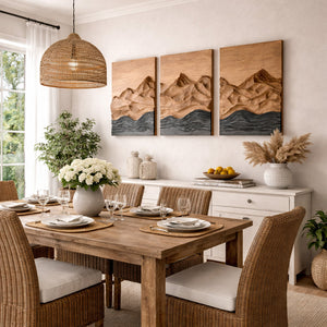 Modern Farmhouse Mountain Wood Wall Art For Living Room