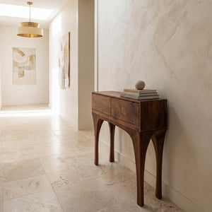 Organic Wooden Tapered Console Table For Living Room