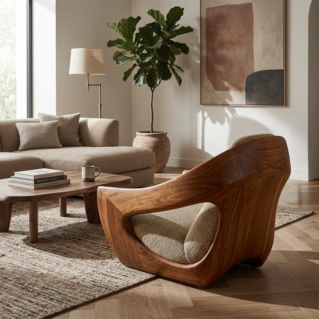 Artistic Natural Wood Chair For Contemporary Living Room