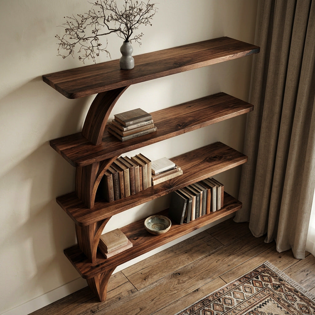 Organic Tree From Wood Floating Bookshelf For Home Display