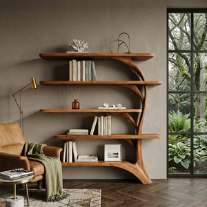 Contemporary Tree Inspired Curved Bookshelf For Home Decor