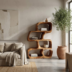Artistic Wooden Standing Shelf For Modern Home