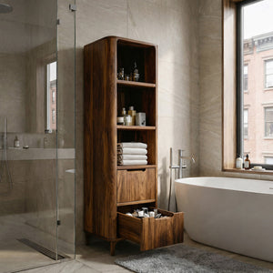 Tall Bathroom Cabinet With Five Tiers For Modern Bathroom