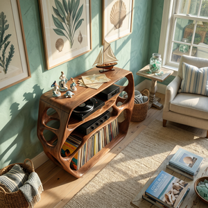 Minimalist Record Stand For Music Studio Interior Area