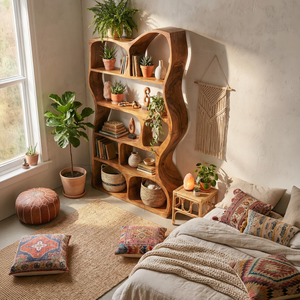 Mid Century Modern Sculptural Bookshelf Living Room Display