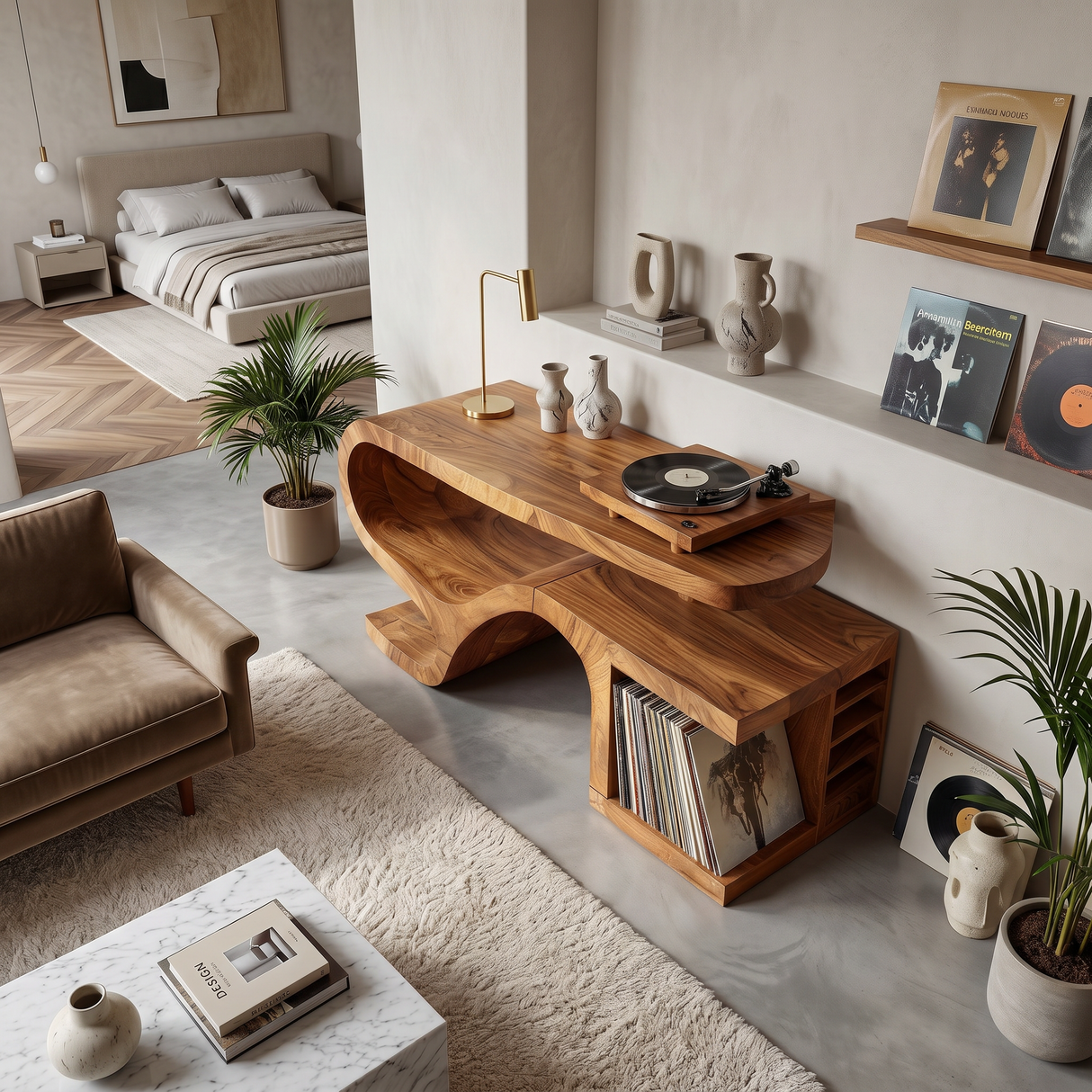 Minimalist Organic Record Player Stand Modern Loft