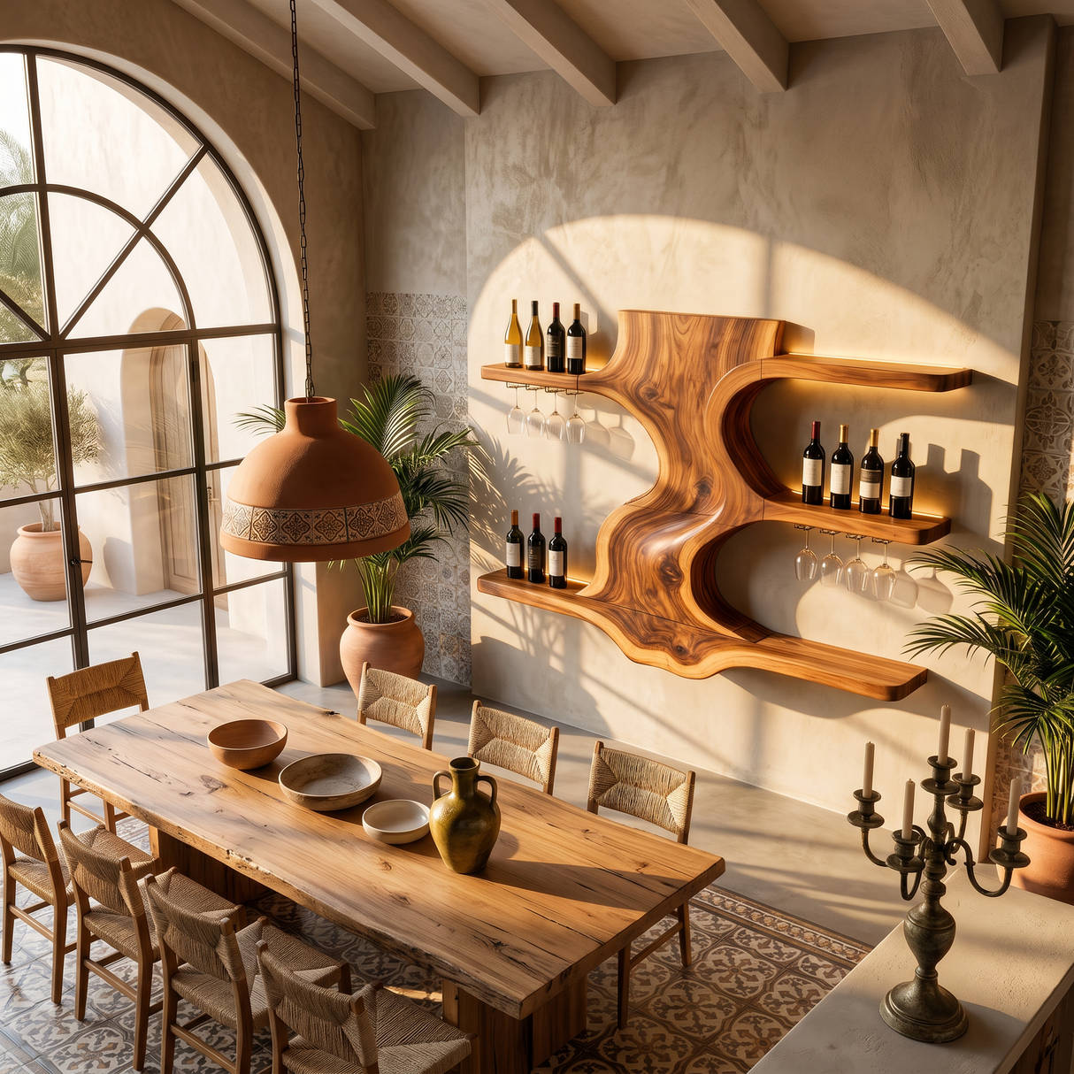 Modern Open Shelf Wine Rack For Entertaining Area