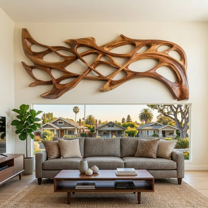 Organic Wood Wall Art Carved Design For Living Room Decor