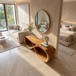 Curved Wooden Bench Contemporary Residence