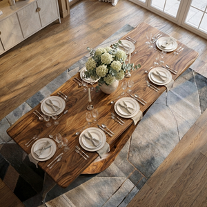 Modern Wooden Dining Table With Curved Base For Dining Area