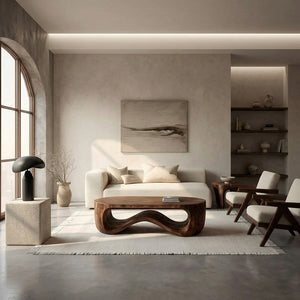 Modern Sculptural Wood Coffee Table For Living Room