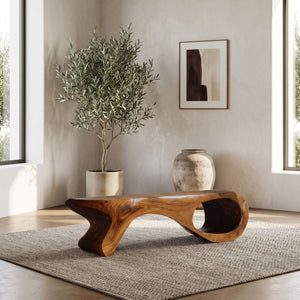 Artistic Sculptural Organic Bench For Entryway Decor