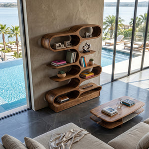 Organic Sculptural Bookcase For Designer Living Room