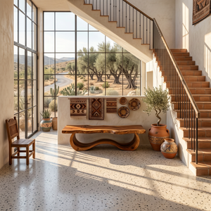 Modern Live Edge Wave Bench For Patio Interior Area
