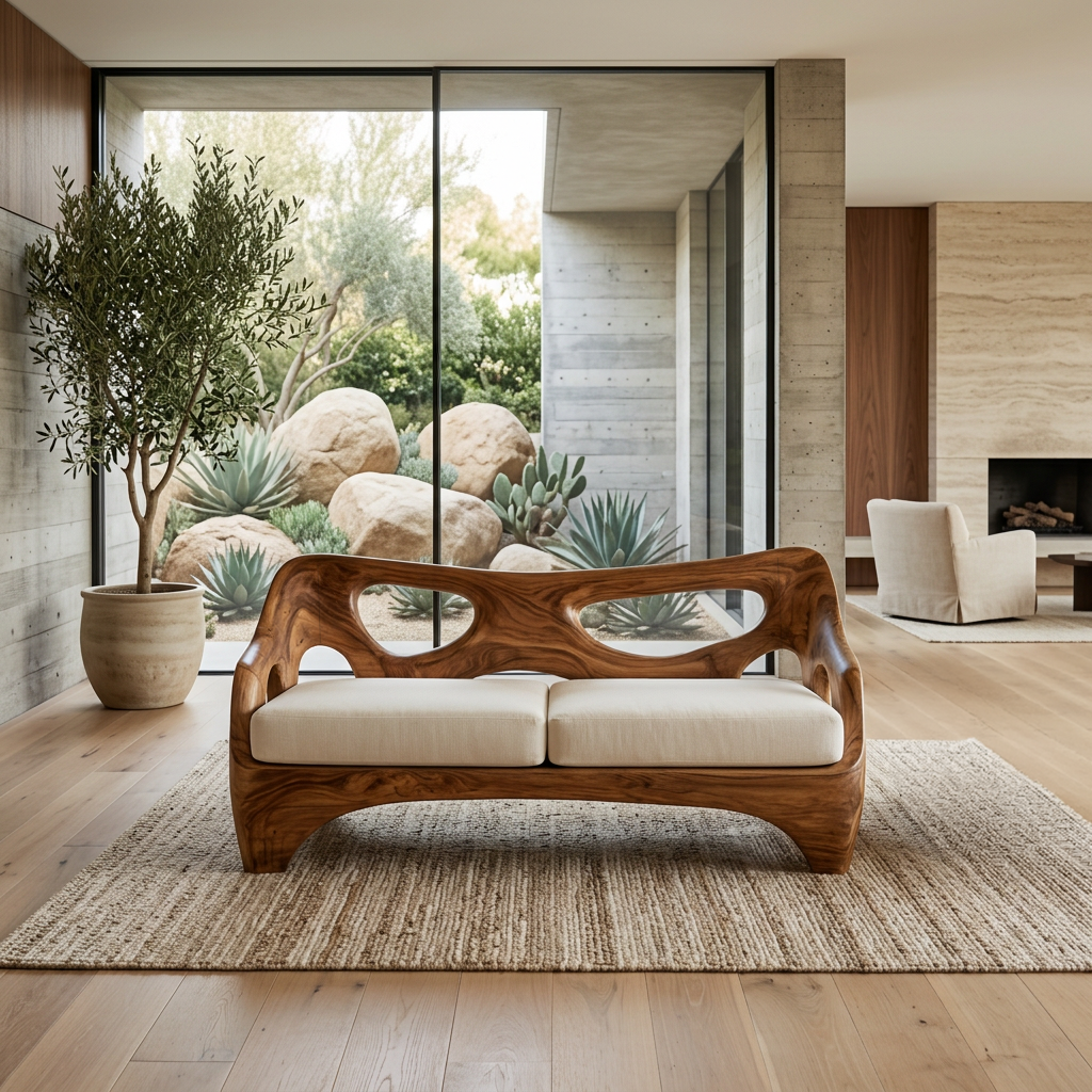 Luxury Wooden Sofa Sculptural Design For Home